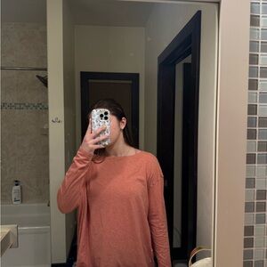 lululemon athletica Long Sleeve Tee in Rust Orange